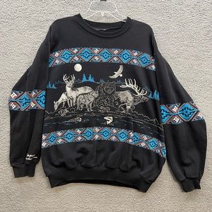 VTG 1990 Western Wear Aztec Southwest Crewneck Sweater XL Upper Michigan Art Unl